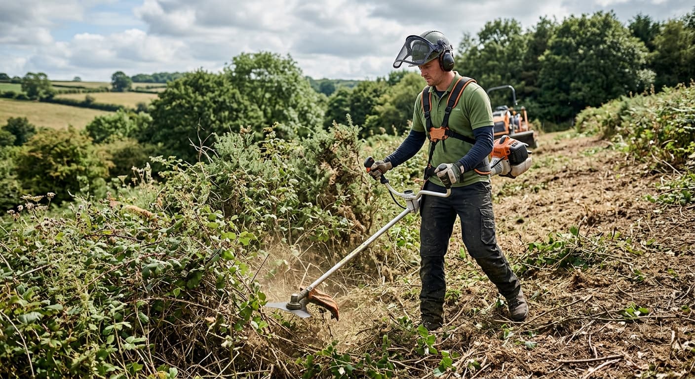 Brush cutting overgrown scrub